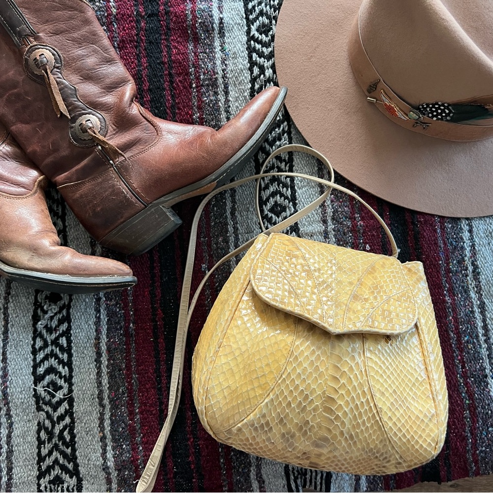Vintage Yellow Snakeskin Women's crossbody